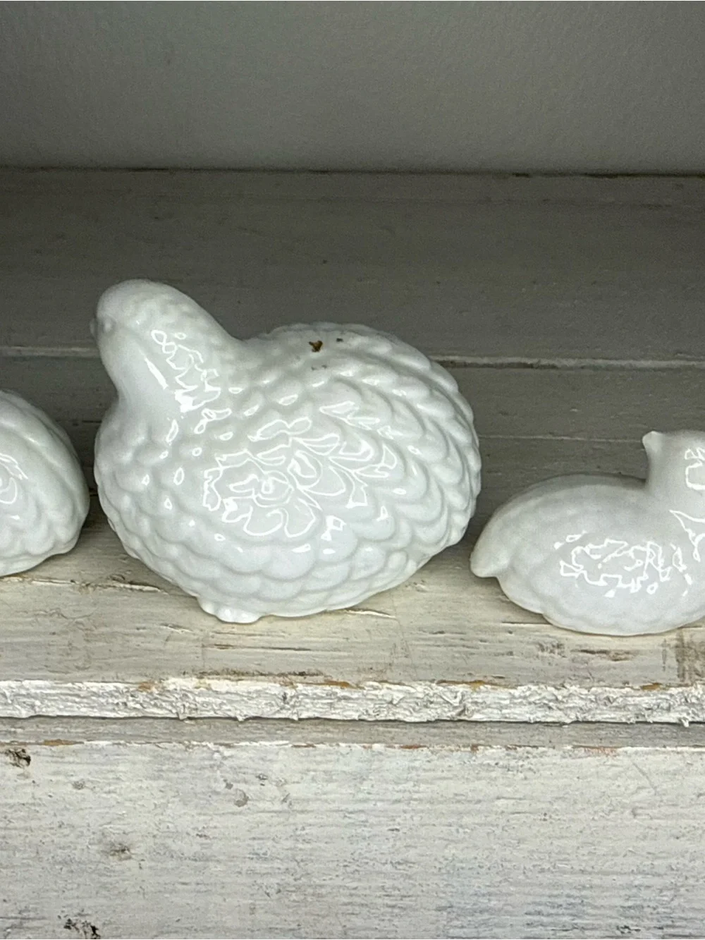 VTG Set of 4 Napcoware White Quail Figurines C9323 Import Japan Ceramic Birds